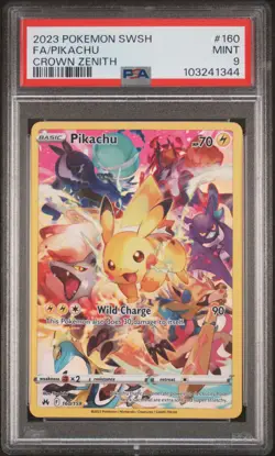 2023 POKEMON SWORD & SHIELD CROWN ZENITH #160 FULL ART/PIKACHU PSA 9 - Image 1
