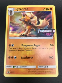 Lycanroc Prerelease SM118 HOLO Rare Forbidden Light NM Pokemon Foil Stamp 2018 - Image 1