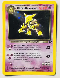 Dark Alakazam Holo 1/82 Team Rocket WOTC Pokemon Card Vintage LP SEE DESCRIPTION - Image 1