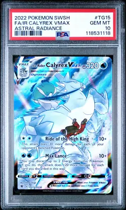 2022 POKEMON SWORD & SHIELD #TG15 FULL ART/ICE RIDER CALYREX VMAX PSA 10 - Image 1
