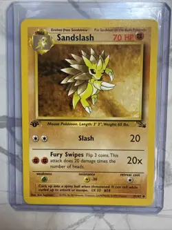 Sandslash 41/62 1st Edition Fossil Vintage Pokemon TCG NM - Image 1
