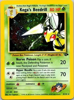 Pokemon TCG Gym Challenge #009/132 Koga's Beedrill MP - Image 1