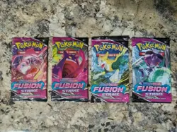 Fusion Strike Pokemon TCG Booster Pack COMPLETE ART SET - 4 Packs SEALED - Image 1