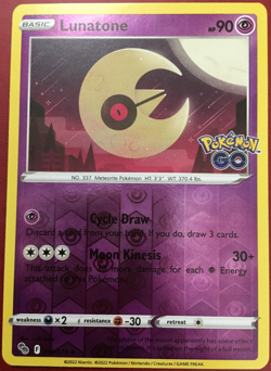 POKEMON LUNATONE 034/078 "POKEMON GO" UNCOMMON REVERSE HOLO NEAR MINT - Image 1