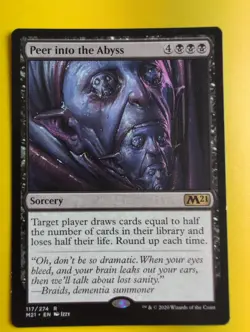 Peer into the Abyss, M21 rare Sorcery, MTG Card. - Image 1