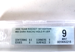 2000 Pokemon Team Rocket Dark Raichu 1st Edition Holo Rare Error Card BGS 9 Mint - Image 5