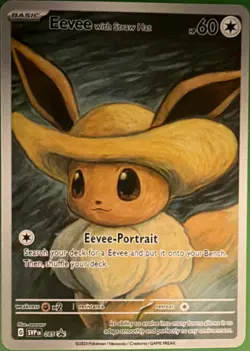 Pokemon Fan Art Eevee with Straw Hat 085 SVP Regular English 2023 Basic 60 HP - Image 1