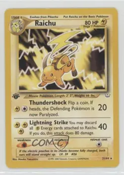 Raichu 1st Ed. Pokemon Neo Revelation #21 2001 - Image 1