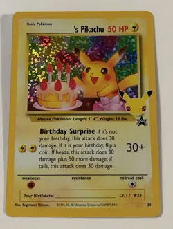 Birthday Pikachu 24/53 25th Celebrations Classic Pokemon TCG Black Star Promo LP - Image 1