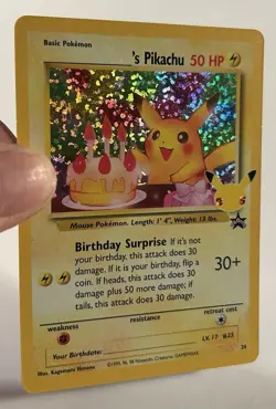 Birthday Pikachu 24/53 25th Celebrations Classic Pokemon TCG Black Star Promo LP - Image 2