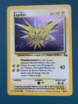 Pokemon TCG Zapdos Fossil 15/62 Holo 1999-2000 Wizards Base Set - Image 1