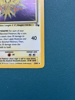 Pokemon TCG Zapdos Fossil 15/62 Holo 1999-2000 Wizards Base Set - Image 4