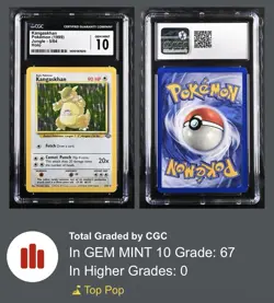 CGC 10 GEM MINT Kangaskhan 5/64 Jungle Holo Rare 1999 WOTC Pokemon PSA - Image 1