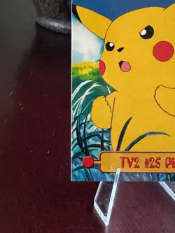 PIKACHU 1999 Topps Pokemon TV Animation Edition Series 1 Blue Logo TV2 # 25 - Image 5