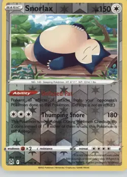 Snorlax 143/196 Holo Rare Lost Origin Pokemon Reverse Holo Near Mint - Image 1