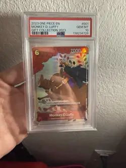 PSA 10 One Piece CCG Monkey D. Luffy Gift Collection 2023 EN P-001 Holo - Image 1