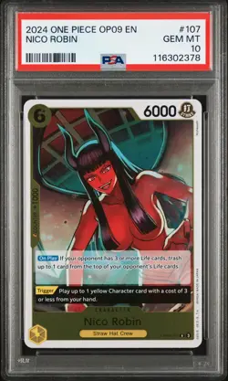 2024 ONE PIECE OP09-EMPERORS IN THE NEW WORLD #107 NICO ROBIN PSA 10 - Image 1