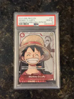 Monkey D Luffy P-001 25th Anniversary 2023 One Piece Premium Card PSA 10 ENGLISH - Image 1