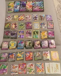 Lot of 48 Pokemon cards, includes V, G, EX, and V Star Cards - Image 1