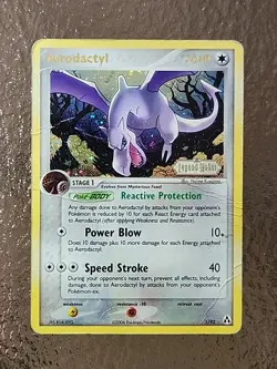 Pokemon TCG Aerodactyl Holo Rare Card 1/92 EX Legend Maker Stamped 2006 - Image 1