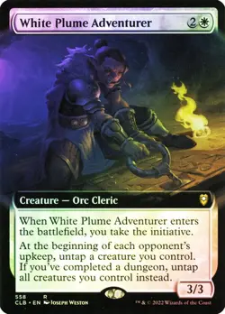 MTG WHITE PLUME ADVENTURER EXTENDED ART FOIL Battle for Baldur's Gate NM - Image 1