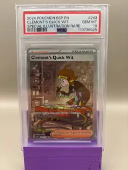 PSA 10 GEM Mint - Clemont's Quick Wit #243 Pokemon Surging Sparks, Graded - Image 1