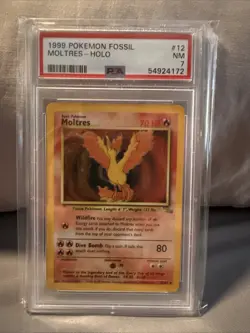 1999 Pokemon Fossil #12 Moltres Holo PSA 7 - Image 1