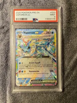 2025 Pokemon Prismatic Evolutions #23 Vaporeon Ex PSA 9 - Image 1
