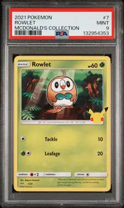 2021 POKEMON MCDONALD'S COLL #7 ROWLET PSA 9 - Image 1