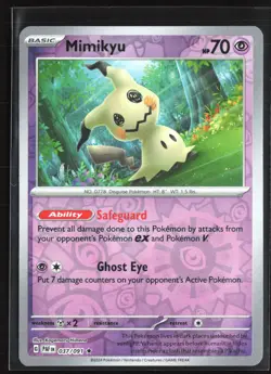 Pokemon TCG - Mimikyu - Reverse Holo Rare SV: Paldean Fates 037/091 NM - Image 1