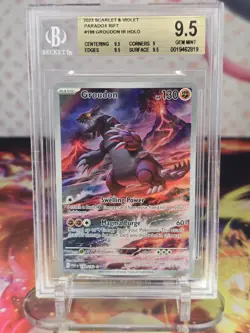 2023 POKEMON PARADOX RIFT ILLUSTRATION RARE HOLO #199/182 GROUDON BGS 9.5 - Image 1