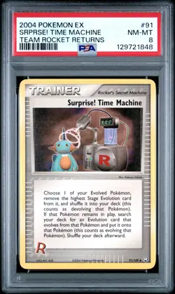 2004 POKEMON EX TEAM ROCKET RETURNS #91 SURPRISE! TIME MACHINE PSA 8 - Image 1