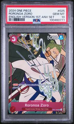 Roronoa Zoro OP01-025 1st Anniversary set One Piece PSA 10 ENGLISH - Image 1