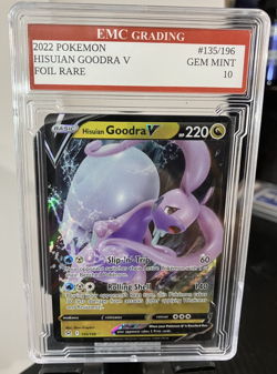 HISUIAN GOODRA V 2022 HOLO FOIL #135/196 Pokemon RARE Card GRADED 10 FULL ART - Image 1