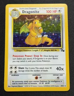 Dragonite - 4/62 - Pokemon Fossil Unlimited Holo Rare Card WOTC - LP/NMU - Image 1
