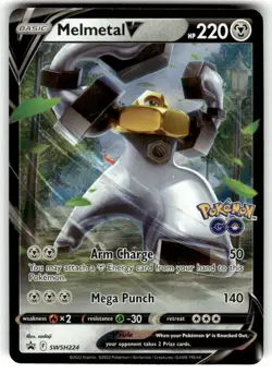 Melmetal V SWSH224 Black Star Promos GO Stamped Ext. Art Holo Pokemon 2022 NM - Image 1