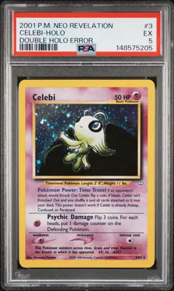2001 POKEMON NEO REVELATION DOUBLE HOLO ERR #3 CELEBI-HOLO PSA 5 - Image 1
