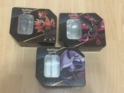 Pokemon TCG Crown Zenith EMPTY Tin Set of Three - Moltres - Zapdos - Articuno - Image 1