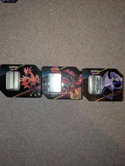3x Pokemon TCG Crown Zenith Moltres Articuno Zapdos Empty Tins - Image 1