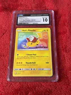 2017 POKEMON Ash's Pikachu SM108 Black Star Promo I Choose You! CGC GEM MINT 10 - Image 1