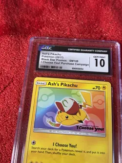 2017 POKEMON Ash's Pikachu SM108 Black Star Promo I Choose You! CGC GEM MINT 10 - Image 3