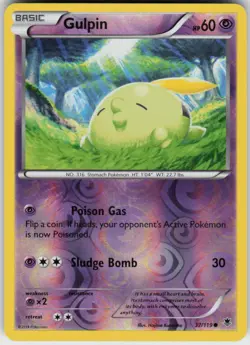 Gulpin 37/119 Common Phantom Forces Pokemon Reverse Holo Near Mint - Image 1