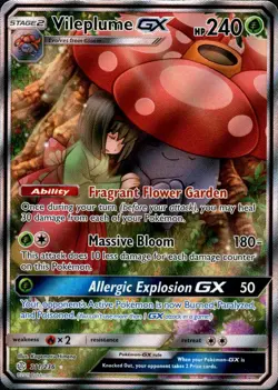 Pokemon TCG Cosmic Eclipse Vileplume GX Alternate Art/Full Art - 211/236 - NM - Image 1