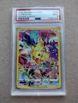 PSA 9 Mint 2023 Pokemon Crown Zenith Pikachu Full Art SECRET RARE #160/159 - Image 1
