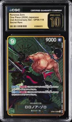 2024 ONE PIECE JAPANESE #OP06-118 ROROMOA ZORO CGC 10 PRISTINE - Image 1