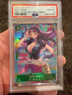 2025 ONE PIECE JAPANESE MINI-TIN PACK SET VOL.2 BISAI #111 NICO ROBIN PSA 10 - Image 1