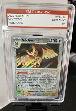 NOCTOWL 2025 HOLO FOIL Pokemon RARE Card GRADED 10 MINT - Image 1