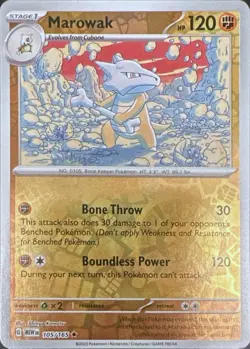 Marowak 105/165 Rare 151 Pokemon Reverse Holo Lightly Played - Image 1