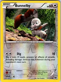 Bunnelby 111/146 XY Base Set Pokemon NM/LP Reverse Holo - Image 1