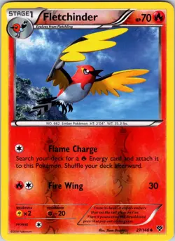 Fletchinder 27/146 XY Base Set Pokemon NM/LP Reverse Holo - Image 1
